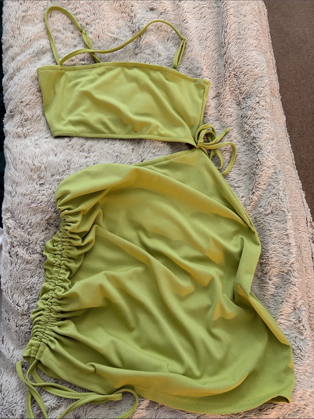 SHEIN Lime Green Asymmetrical Ribbed dress